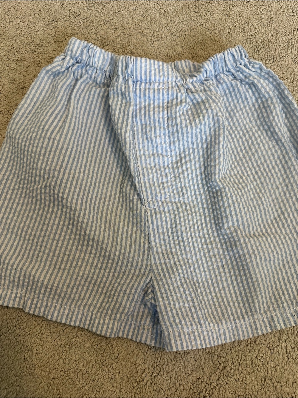 Light Blue & White Striped Kids Shorts